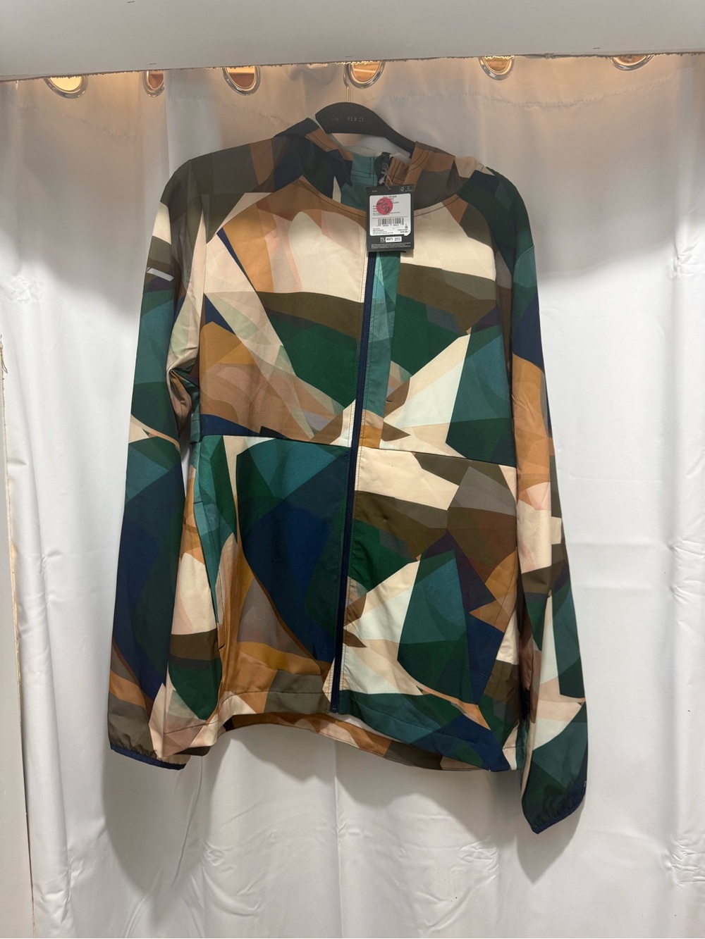 DSG Geometric Print Lightweight Zip Jacket - Green, Brown, Navy